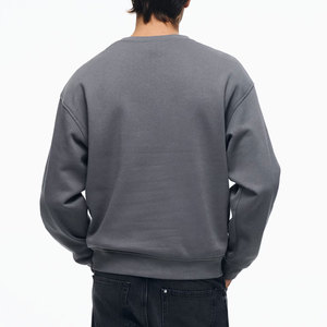 Sudadera de Algodón para Hombre, Cuello Redondo, Corte Regular, Color Sólido, Estilo Casual para Otoño, Gris - Product Image 2