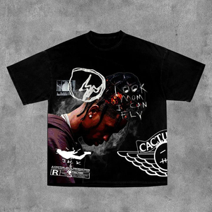 Custom logo Vintage Streetwear Heavyweight Silk Screen Printed 220gsm 100% Cotton Knitted Oversized Print Graphic Acid Wash - Product Image 4