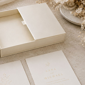 Ivory Silk <b>Wedding</b> Invitation Box | Handmade Gatefold Design with <b>Ribbon</b> Holder | Wholesale, Made in Thailand - Product Image 3