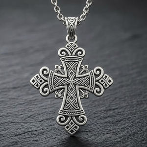 Pendentif croix coptique éthiopienne en argent, bijou religieux personnalisé souvenir - Product Image 4