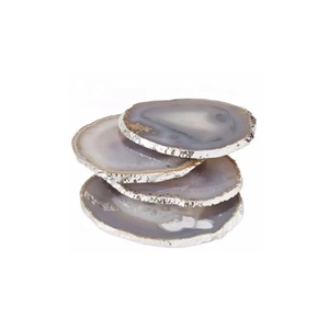 Posavasos de ágata gris cristal de alta calidad en oferta, posavasos redondos de piedra de cristal para bebidas con soporte para café para el hogar - Product Image 2