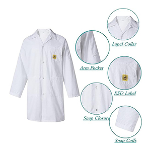Bata de Laboratorio Antiestática ESD de Manga Larga, Ropa de Trabajo con Control de Electricidad Estática, Bata Protectora con Múltiples Bolsillos para la Industria de Salas Limpias - Product Image 3