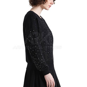 เสื้อสเวตเชิ้ตผู้หญิงประดับเพชรแบบสั่งทำรุ่นใหม่ล่าสุด ราคาขายส่ง เสื้อสเวตเชิ้ตผู้หญิงประดับเพชร - Product Image 4