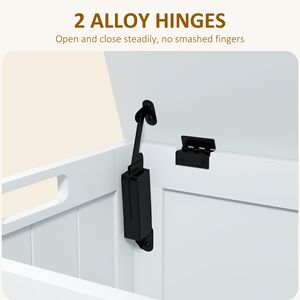 White 29.9\" Wooden <b>Storage</b> Trunk with Safety Hinges Bench Side Handles Playroom <b>Chest</b> for Living Room Cabinets - Product Image 5
