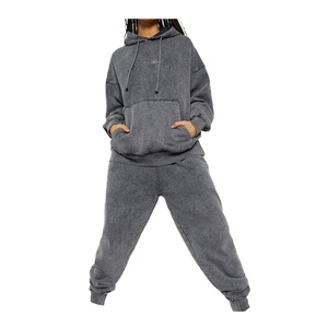 Conjunto de Sudadera con Capucha y Pantalones Cargo para Hombre, Lavado Ácido, Transpirable, Ecológico, Ajuste Holgado, Dos Piezas, Estilo Casual - Product Image 2