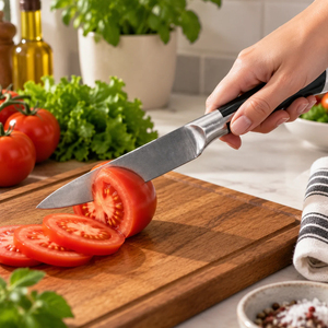 Couteau de cuisine en acier inoxydable avec poignée confortable pour couper les légumes, les fruits, trancher la viande et préparer les repas au quotidien - Product Image 4