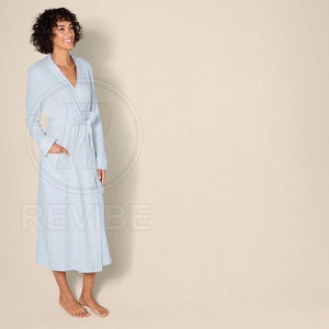 Peignoir élégant et confortable pour femme, toucher doux, été/hiver, 100% coton, manches longues, articles essentiels pour la maison de haute qualité - Product Image 2
