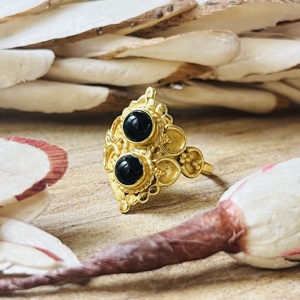 Unique Design Black Onyx Boho Silver Eye Jewelry Women 18k Gold Plated Tribal <b>Statement</b> Finger <b>Ring</b> Wholesale/OEM/ODM - Product Image 3