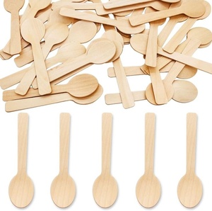Cuillères en bois de bouleau durables de 155 mm, vaisselle jetable pour la restauration et l'hôtellerie, pour les desserts, lot de 50 pièces - Product Image 1