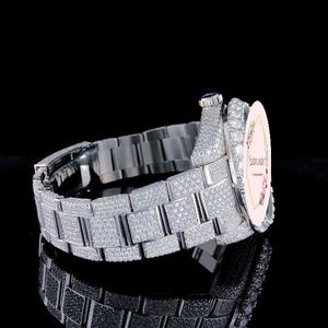 Vente en gros de bijoux tendance hip hop en diamant VVS montres pour hommes en moissanite montres-bracelets en moissanite mécaniques bling-bling complet - Product Image 3