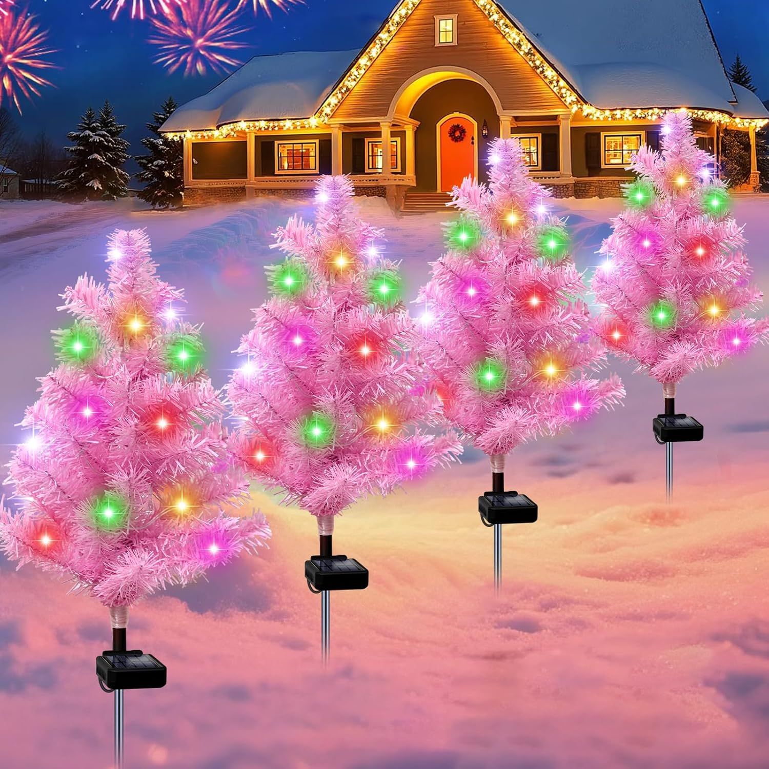 4pcs Christmas trees-Pink Color