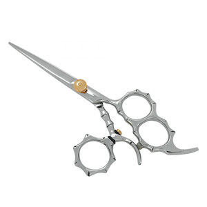 Professional Salon Hair Cutting <b>Barber</b> Scissors Silver Color Gold Adjustment Screw Three Finger Stainless Steel Sharp <b>Blade</b> - Product Image 1
