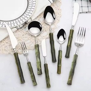 Ensemble de couverts vintage 5 pièces en acier inoxydable avec manche en résine écaille de tortue, finition miroir, vaisselle de mariage - Product Image 5
