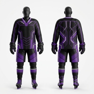 Uniformes de hockey sobre hielo sublimados personalizados al por mayor para hombres adultos, tallas grandes, conjuntos de uniformes de equipo con impresión, de secado rápido y transpirables - Product Image 1