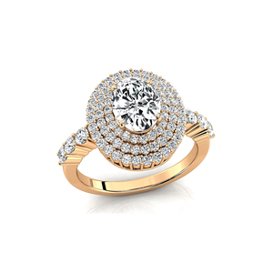 แหวนเพชรเม็ดเดี่ยวทรงรี 1 กะรัต ทองคำขาว 14K 18K ประดับเพชร CVD ข้างสามชั้น หรูหรา ได้รับการรับรองจาก IGI - Product Image 3