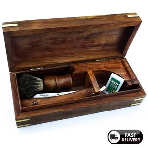Best Badger Shaving Brush <b>Set</b> for Barbers Salons Double Edge Open <b>Razors</b> with Long Metal Handle Safety Shaving <b>Razor</b> - Product Image 3