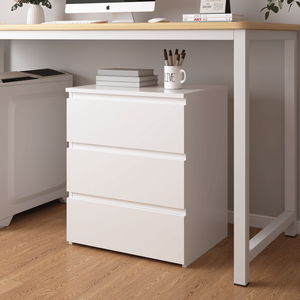 Set of 2 White Wooden 3-Drawer Dressers <b>Small</b> Closet Nightstand for Bedroom Chest Drawers Side <b>Table</b> <b>Storage</b> - Product Image 2