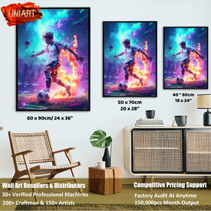 Grande Toile Imprimée Brillante, Affiche Murale Verticale, Peinture à l'Huile de Joueur de Football en Porcelaine Cristalline, Décoration Murale pour la Maison - Product Image 6