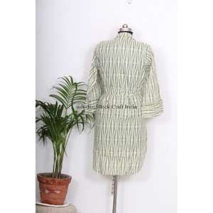 Camisa de Manga Corta Tipo Kimono para Fiestas, Vestido Cruzado, Camisa de Algodón Floral, Ropa de Dormir, Vestido Informal de Algodón Indio Suave para Mujer - Product Image 6