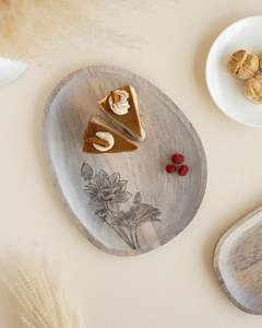 Plateau de service ovale en bois peint à motif floral, assiette à apéritifs, plateau à collations, élégant et décoratif, prix réduit - Product Image 6