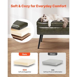 Banc de rangement moderne en similicuir PU avec pieds en métal, banc à chaussures pour entrée, tabouret et ottoman rembourrés - Product Image 5