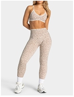 Tenue de fitness personnalisée 2026 à imprimé animal, respirante et légère, avec crop top à bordure contrastante et short taille haute sculptant