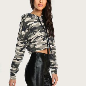 Stylish Women's <b>Cropped</b> <b>Zip</b>-<b>Up</b> Hoodie Top Comfortable Trendy Winter Front for Casual Outings Layering Made Polyester/Cotton - Product Image 3