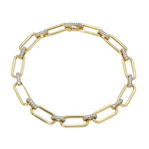 Diamond Cut Oval Link Chain Bracelet Minimalist Solitaire Luxury Paperclip Chain Women Custom 14k <b>Solid</b> <b>Gold</b> 0.21ct VS+ Clarity - Product Image 3