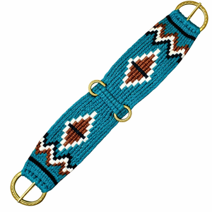 EQUIPRO - Cinturón de Cuerda con Patrón Azul y Anillos Metálicos para Caballo, Ajustable, de Cuero y Lana - Product Image 1