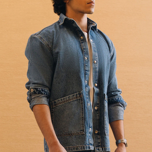 Camisa de Mezclilla Vintage para Hombre, 100% Algodón, Transpirable, con Texto Personalizado Impreso, de Alta Calidad, Estilo Casual de Verano, a Precio Económico - Product Image 3