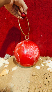 Indian handmade Red Resin <b>Sphere</b> Clutch Handbag with Brass Ring Handle Luxury Evening Wedding Party <b>Bag</b> for Women - Product Image 3
