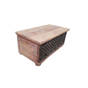 VINTAGE MULTI PURPOSE WOODEN BLANKET BOX CARVED WOODEN BLANKET CHEST CUM COFFEE TABLE ANTIQUE WOODEN STORAGE TRUNK BOX