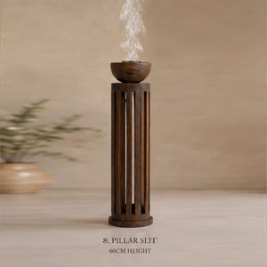 Unique Vertical Cage Wooden Bakhoor Burner With Rope Accents And A Top Basin Round Shape Emitting Fragrant Incense Smoke - Product Image 4