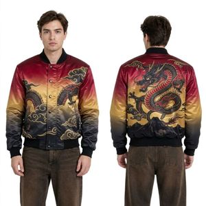 Chaqueta de Satén de Alta Calidad con Diseño de Elefante Africano en Atardecer, Color Verde Naranja, Transpirable, Acabado Suave y Ligero para Hombre - Product Image 5
