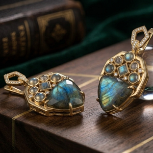 Luxury Labradorite Drop Earrings 925 <b>Sterling</b> <b>Silver</b> 18K Gold Plated 4.5 Inch 10g Multi Size Gemstone Wholesale Factory Price - Product Image 2