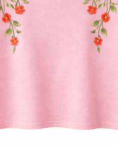 Camiseta Corta Rosa Bebé Personalizada para Mujer, Bordado Floral, Manga Corta, Informal, de Moda, Mezcla de Algodón Suave, Top de Verano para Mujer, Venta al por Mayor - Product Image 6