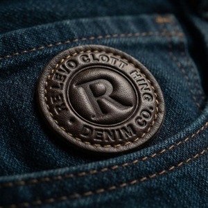 Jean en denim pour homme, taille haute, coupe droite, coupe classique, en coton mi-lourd, couleur unie, avec logo patché sur le devant, idéal pour l'automne - Product Image 4