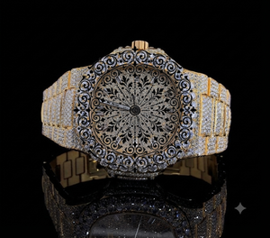นาฬิกาควอตซ์ AMBER JEWELS รุ่นหรูหราสำหรับทุกเพศ สีเหลืองทอง หน้าปัด 46 มม. กระจกแซฟไฟร์ กันน้ำ ดีไซน์วินเทจแบบโปร่ง ตัวล็อคแบบหัวเข็มขัด - Product Image 3