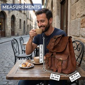 Vintage Modern Genuine Leather Daypack — Brown Handmade Lightweight Shoulder Bag for <b>Travel</b> - Product Image 6