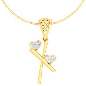Colgante de Corazón de Diamantes en Oro Amarillo con Barras Cruzadas, Estilo Romántico para Uso Diario de Mujeres - Product Image 1
