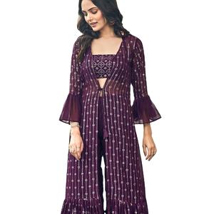 Dernier Designer Pure Georgette Broderie Travail Blouse Sharara Suit High Heavy Party Special Sari Lehenga Choli de Fab Zone - Product Image 1