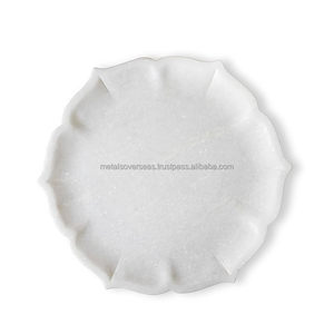 European Elegant Style Floral Shape <b>Marble</b> Dinner <b>Plates</b> <b>Set</b> White Glaze Floral <b>Plate</b> for Event - Product Image 3