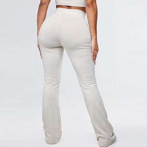 Women's Solid Color <b>Flared</b> <b>Leggings</b> High Waist Stretchy Casual Pants Full Length Breathable Knitted Spandex Cotton Fit Type - Product Image 6