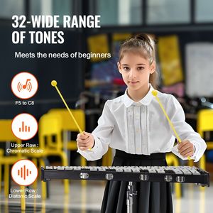 Set Professionale di Strumenti a Percussione per Bambini: Xilofono Glockenspiel a 32 Note da 8 Pollici con Supporto Musicale, Campane e Bacchette - Product Image 3