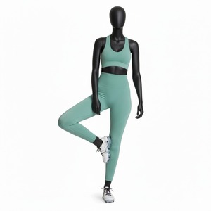 Women Yoga Set Best Quality Textured Solid Stitch Digital Print 2 Piece Breathable High Waist - Product Image 5
