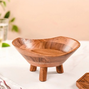 Bol en bois à bord épais, bordure audacieuse, bol de service décoratif pour table à manger, cuisine, décoration intérieure et cadeaux - Product Image 4