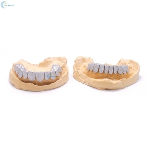 Grillz de lujo de oro blanco macizo de 14K con diamantes cultivados en laboratorio, personalizados para 8 dientes superiores y 8 inferiores, estilo Hip Hop, para él. - Product Image 4
