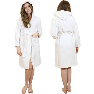 Albornoz con capucha para mujer, de algodón orgánico y bambú, transpirable, ecológico, suave, tejido, suministro al por mayor - Product Image 1