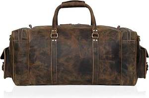 Sacs de voyage personnalisés de grande taille pour hommes, sac de voyage en cuir, sac de sport pour la nuit, sac de week-end, sac en cuir à poignée extensible - Product Image 3
