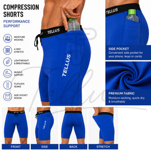 Custom Wholesale Mens Solid Canvas Performance <b>Compression</b> <b>Shorts</b> Quick Dry Tight Stretch Sports Underwear for Fitness & Gym - Product Image 5